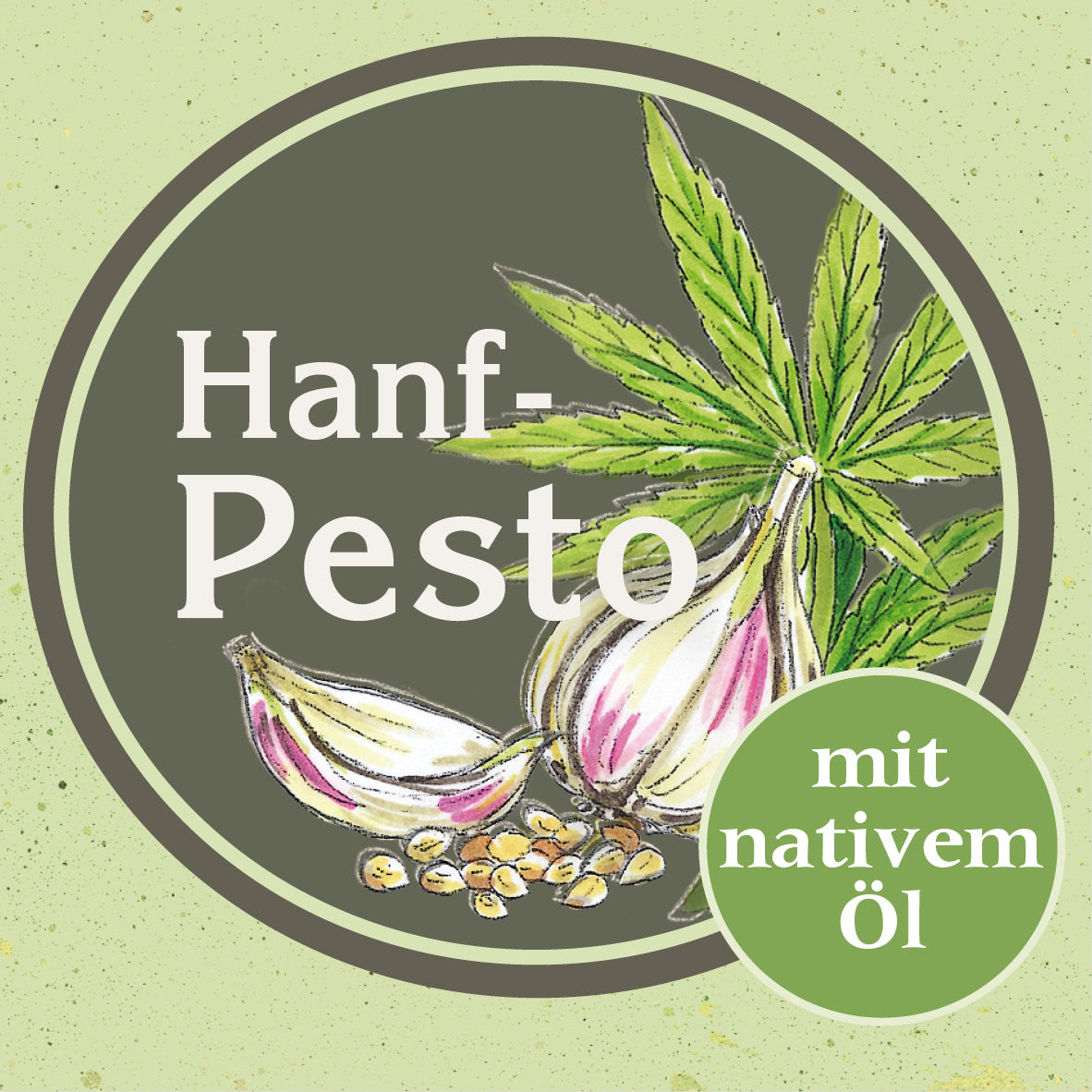 Hanfpesto mit kaltgepresstem, mediterranen Rapsöl