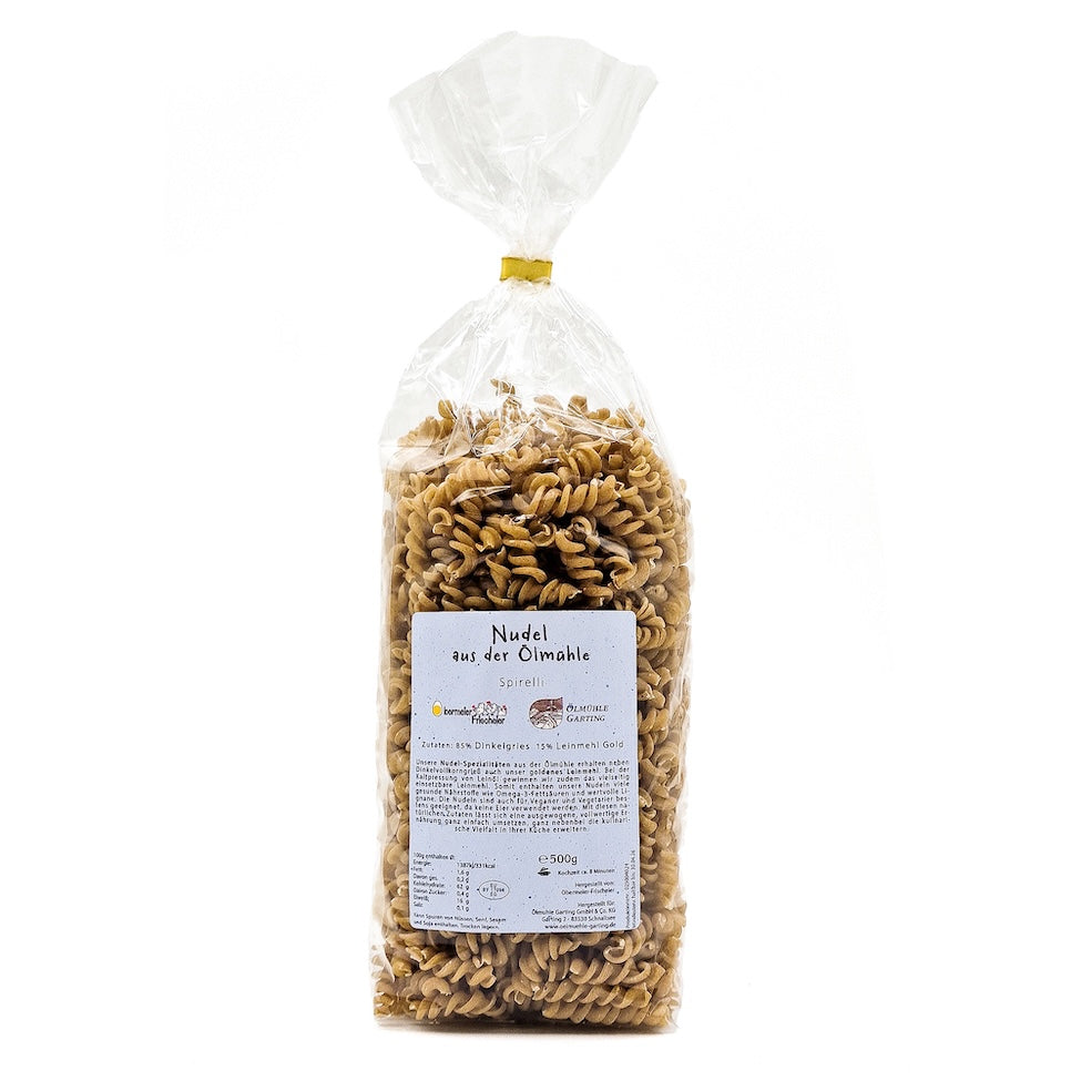 Nudeln mit Leinmehl - Bandnudeln und Spirelli