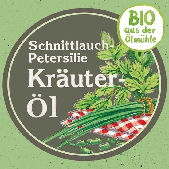 Bayrisches Bio Kräuteröl, kaltgepresst mit Schnittlauch & Petersilie