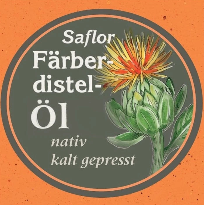 Färberdistelöl kaltgepresst – reich an Linolsäure & Vitamin E