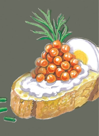 Feinkost Baguette Illustraion auf gruenen Hintergund