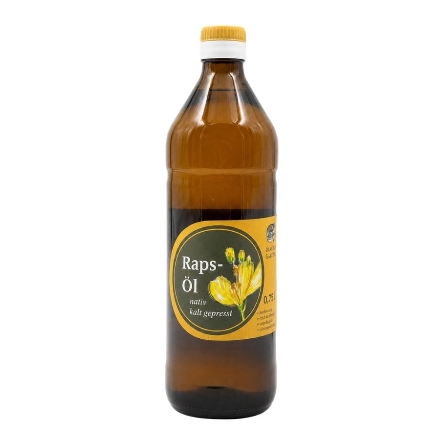 750-ml-Flasche natives kaltgepresstes Rapsöl der Ölmühle Garting aus regionaler Rapssaat